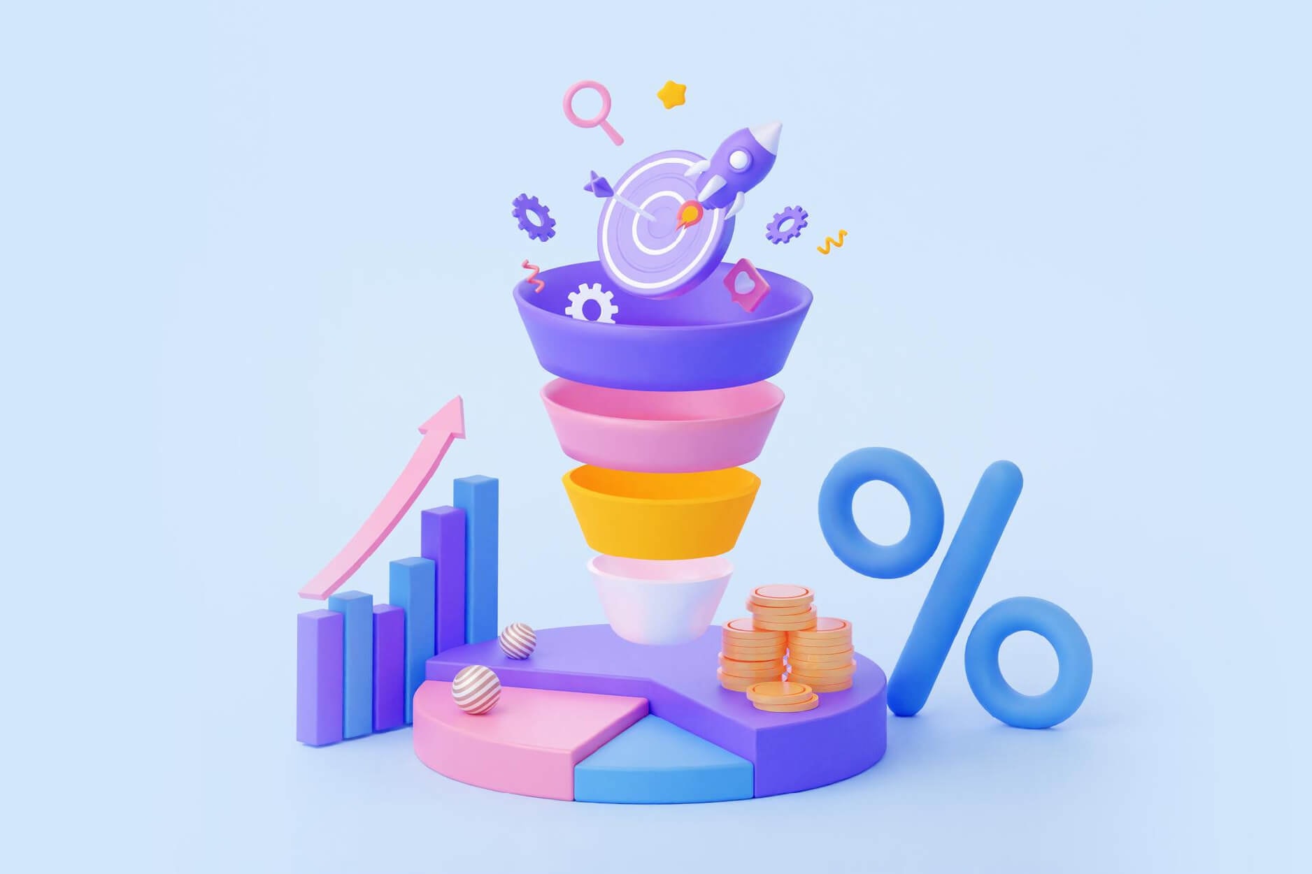 An overview of the inbound sales funnel illustrating its stages.