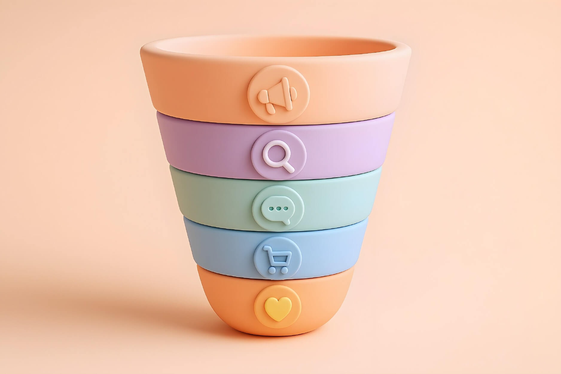 An illustration of the customer acquisition funnel depicting various stages.